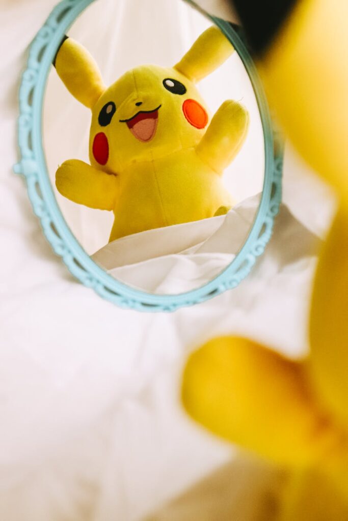 photograph of a plush pikachu toy
